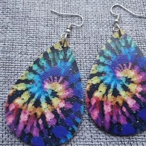 Tye Dye Faux Leather Earrings